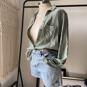 Sage Green button-down top